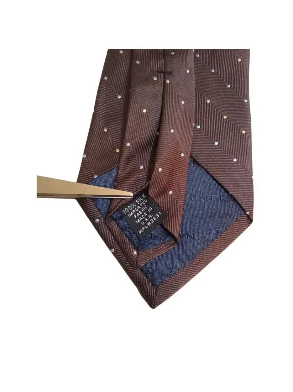 Nautica Brown Dotted Preppy Silk New Standard Width Tie